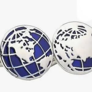 Earth Globe Enamel Cufflinks